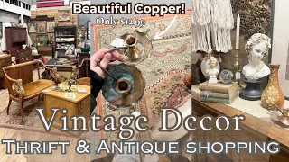 THRIFT WITH ME FOR THE BEST VINTAGE HOME DECOR/THRIFT + ANTIQUE HOME DECOR SHOPPING AND HAUL 2024