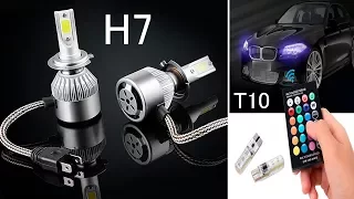 H7 Светодиодные лампы. Цветные габариты RGB T10 с пультом управления