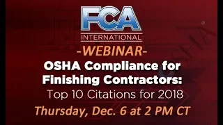 FCA Safety Webinar - Top 10 OSHA Citations for 2018