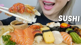 SUSHI ASMR *Classic Assorted Nigiris with Salmon Sashimi No Talking Eating Sounds | N.E Let's Eat