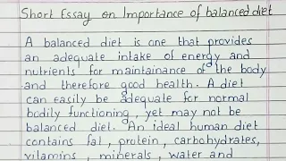 Write a short essay on Balance Diet | Essay Writing | English