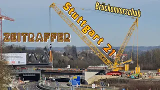 [Highspeed] Stuttgart 21: Brückenvorschub mit #Liebherr LR11000  | 20.02.21| #S21 #stuttgart21