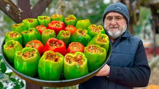 DOLMA: How to make an easy stuffed pepper recipe? popular Turkish food ASMR