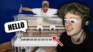 Exystin reacts to This Piano Speaks English | Mark Rober