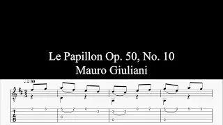 Le Papillon Op. 50, N. 10 Guitar Tablature and Notation Play Along in HD