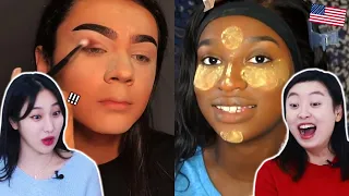 Korean Girls React to 'American High School Makeup'