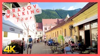 •4K• Walking in the summer through Brasov. The most beautiful mountain town in Romania