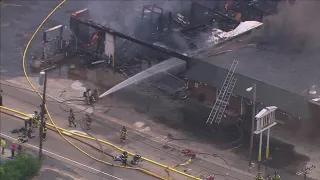 CHOPPER 9: Firefighters work to put out building fire in Kannapolis