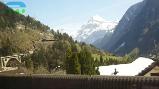 Wassen village from a train on the railway that travels through the older Gotthard Tunnel