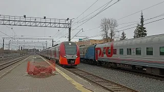 Прибытие электропоезда ЭС1П-006 с ласточкой 819/820 Петрозаводск Псков