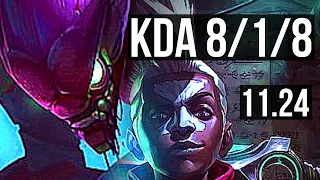 KHA'ZIX vs EKKO (JNG) | 8/1/8, 2.1M mastery, Dominating | NA Master | 11.24