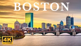 Boston, USA 4k 🇺🇸1 Hour Drone Aerial Relaxation Film ,Calming Music,Stunning and Relaxing Views