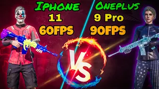 iPhone 11 60fps Vs OnePlus 9 Pro 90fps PUBG COMPARISON🔥|| TDM M416 ONLY | Who Will Win?