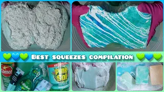 { ASMR } Sponge Squeezing Compilation - Best Squeezes Only 💚💙