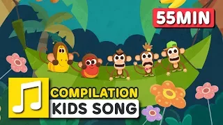 [Larva KIDS] FIVE LITTLE MONKEYS and other songs from Larva KIDS | 26 English Kids Songs | 55minutes