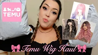 TEMU WIG HAUL! TRYING TEMU SYNTHETIC WIGS🎀💞