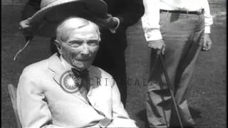 94 year old John Rockefeller plays golf.  J. P. Morgan at a hearing of the Senate...HD Stock Footage