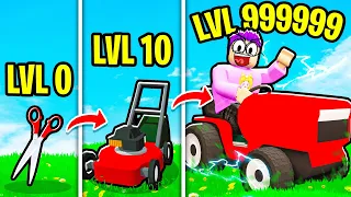 Can We Unlock The MOST EXPENSIVE LAWN MOWER In ROBLOX LAWN MOWING SIMULATOR!? (MAX LEVEL!)