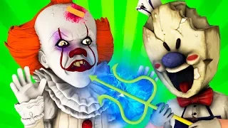 Ice Scream Man vs Pennywise 2: Battle Begins! (It Dancing Clown Mobile Horror Game 3D Animation)