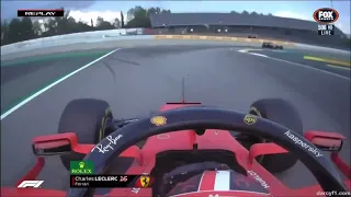 Charles Leclerc onboard spin Spanish GP 2020
