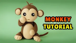 🔴DIY how to make a MONKEY - Easy Polymer Clay, Fondant  Cake Topper Tutorial