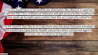 VA health care to cover Veterans exposed to toxins