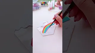 Acrylic Rainbow 🌈 Glass Painting  #shorts #art #painting #youtubeshorts