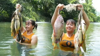 How To Fishing Catch A Lot Of Fish & Bring fish to the countryside market sell || Free Bushcraft