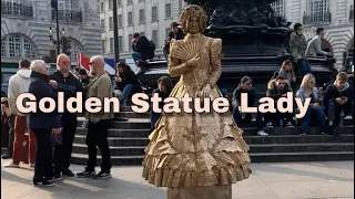 The Golden Moving Statue Lady In London | The Living Statue