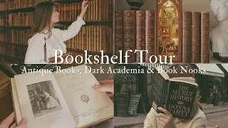 Bookshelf Tour 📖 Antique books, my Top 3 Dark Academia books, building a cozy book nook 🤎🍂