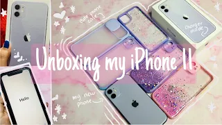 iPhone 11 unboxing purple in 2021 + cute phone cases💜💟