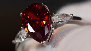 red diamond engagement ring, red diamond teardrop ring, red pear cut diamond ring, pear diamond ring