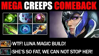 100% CANCER MAGIC LUNA Scepter + Refresher + Octarine Core Build - Epic Mega Creeps Comeback Dota 2