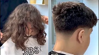 Corte de cabello paso a paso | Transformación 😱 #hairstyle #tutorial #masculino #cambiodelook