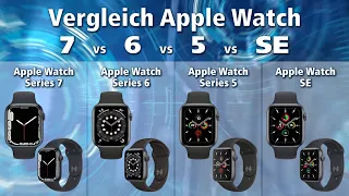 Vergleich Apple Watch Series 7 vs Series 6 vs Series 5 vs Apple Watch SE