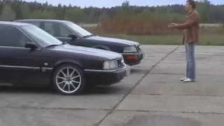 Audi 200 vs Audi V8 drag race