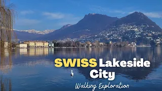 Walking around a Lovely Lakeside City | Morning Trip to Lugano, Switzerland