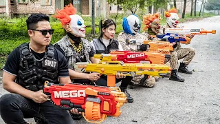 LTT Films : Two warriors Silver Flash Nerf Guns Fight Mr Tiger Evil Mask Green Forest Crime Company