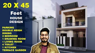 20X45 Feet, 100 Gaj | House Design with Double Height Dining | 20X45 Feet House Plan || DV Studio