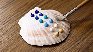 Summer Special-1🐚 How To Draw Sea On A Clam #973｜Easy Painting Idea｜Oddly Satisfying