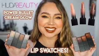 NEW HUDA BEAUTY POWER BULLET CREAM GLOW LIP SWATCHES | ALL 14 SHADES! | Makeupbytreenz