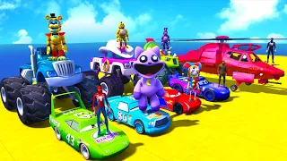 GTA V SPIDER-MAN 2, FIVE NIGHTS AT FREDDY'S, POPPY PLAYTIME CHAPTER 3 Join in Epic New Stunt Racing