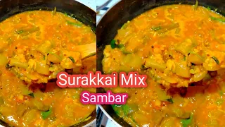 # How to Make Surakkai mixed vegetable Sambar recipe in Tamil #சுரக்காய் சாம்பார் செய்வது எப்படி