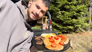 Cooking a Mountain Man Breakfast Out Of My Truck | Truck Camping in Montana