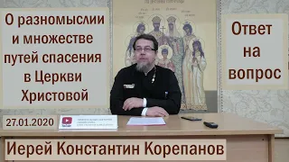 О разномыслии и множестве путей  спасения в Церкви Христовой. о.Константин Корепанов (27.01.2020)