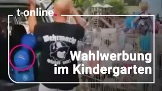 Rechtsextremer verteilt wohl AfD-Ballons vor Kindergarten