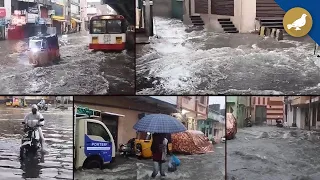 Heavy rain lashes Hyderabad, Water logged in many areas