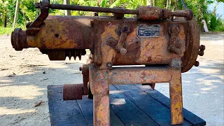 Restoration antique well drill gearbox | Restore and repair rusty old geological drill gearbox