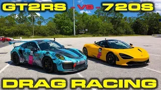 RACE GAS REMATCH * 830HP Porsche GT2RS vs McLaren 720S Drag Racing 1/4 Mile at Fuel Run