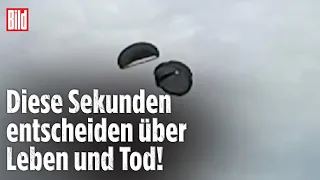 Hier verheddern sich zwei Polizeifallschirme